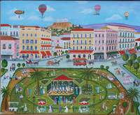 View of old times Athens (kombinovaná technika, 80x100 cm)